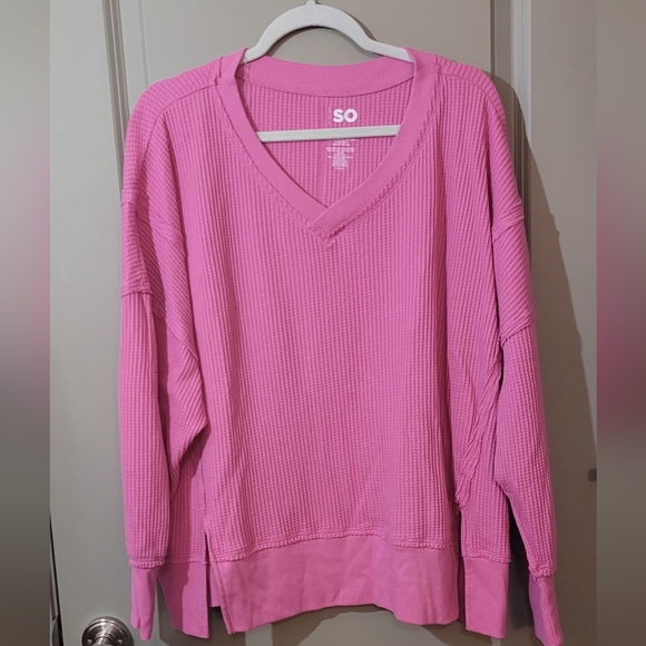 Pink Waffle Knit Long Sleeve Top - Picture 2 of 3